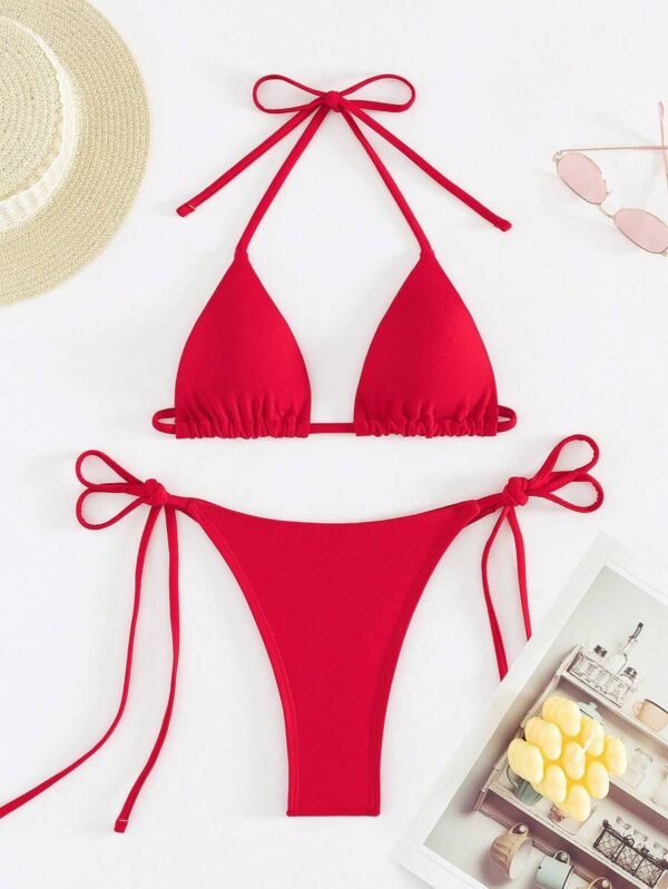 Conjunto De Bikini De Tres Piezas Con Tirantes Halter Sexy Para Mujer