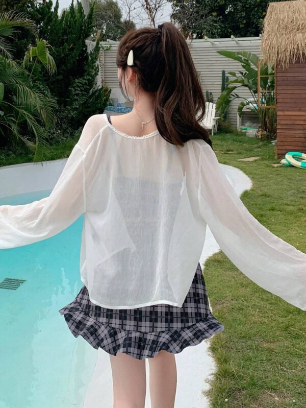 Kimono Sólido Con Frente Abierto - Imagen 2