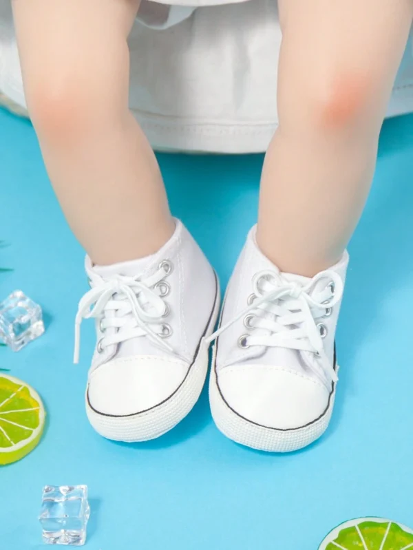 Bebé Zapatos deportivos clásico sencillo arriba alta con cordón de lona para con - Imagen 3