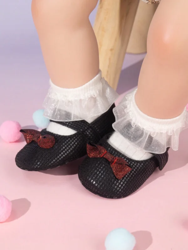 Zapatillas De Bebé Con Lazo Brillante Estilo Fiesta Lindo