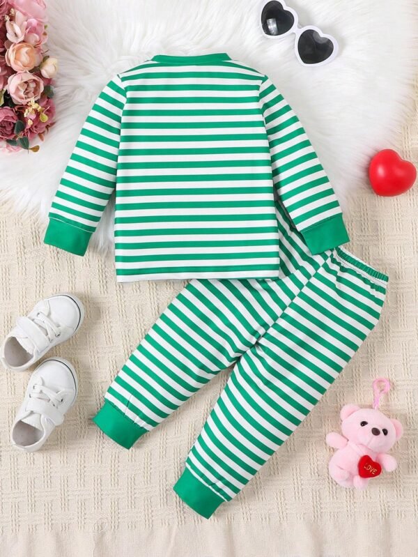 Conjunto De Sudadera Y Pantalón Con Estampado De Letras Y Corazones Para Bebé Niño - Imagen 2