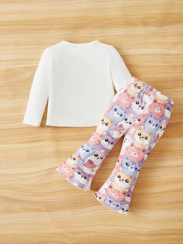 Conjunto De Blusa De Manga Larga Con Patrón De Gato - Imagen 2