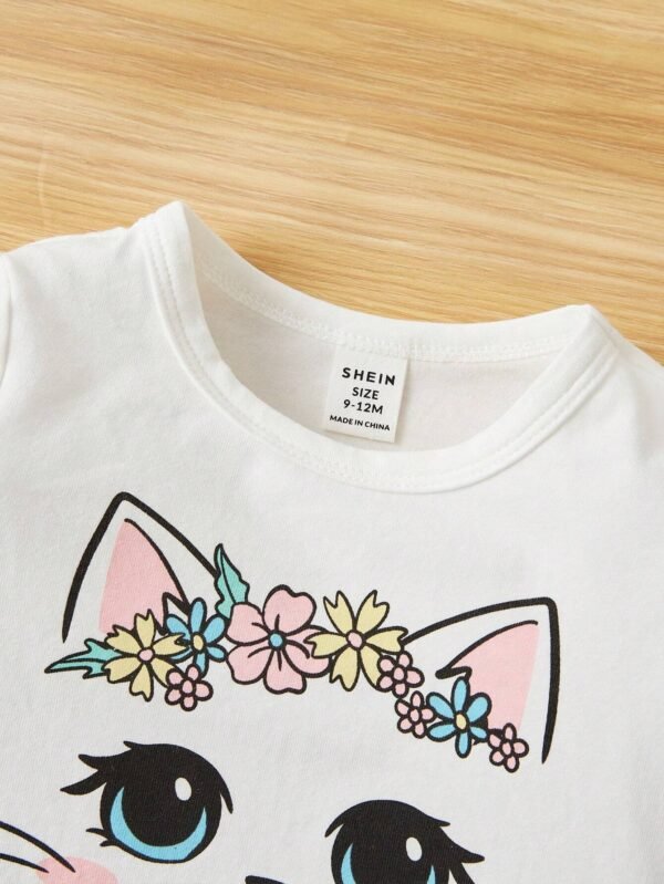 Conjunto De Blusa De Manga Larga Con Patrón De Gato - Imagen 3