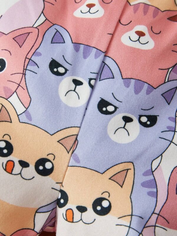 Conjunto De Blusa De Manga Larga Con Patrón De Gato - Imagen 4