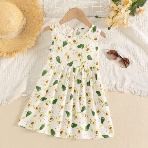 Vestido sin mangas con estampado floral para niña pequeña