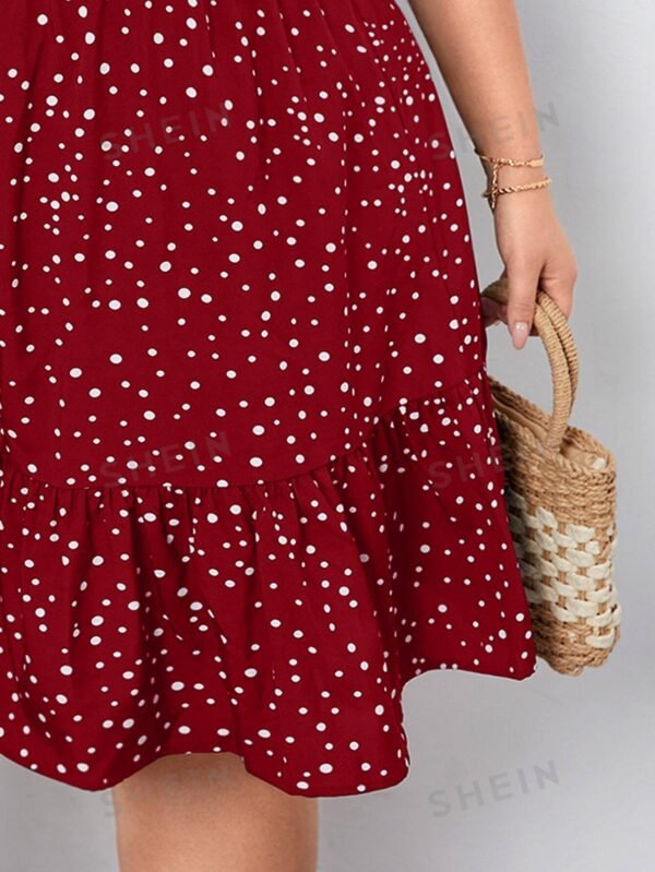 Vestido con estampado de lunares de cintura fruncido - Imagen 4