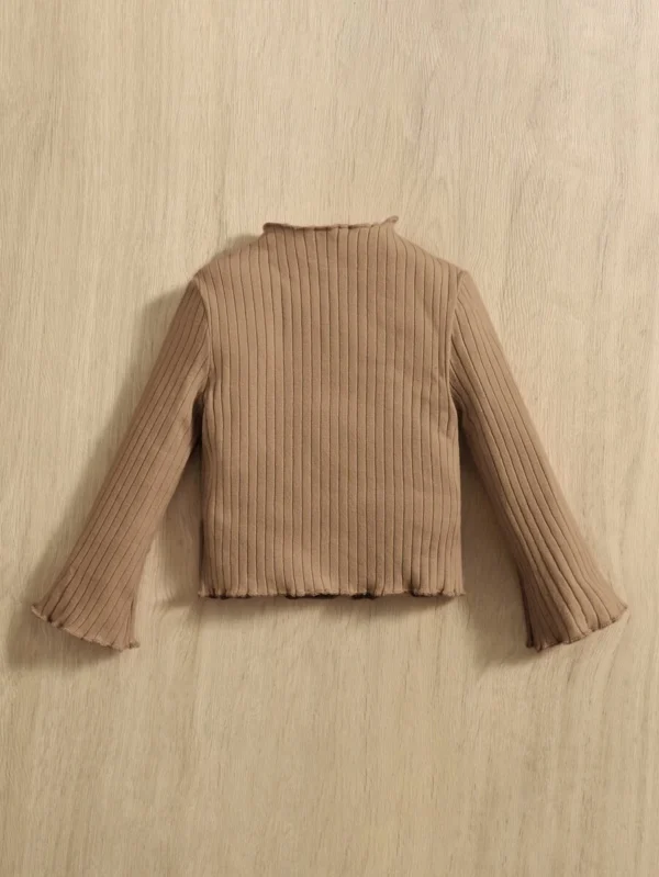 Camiseta De Punto Acanalado Con Ribete De Lechuga En Mangas Acampanadas - Imagen 2