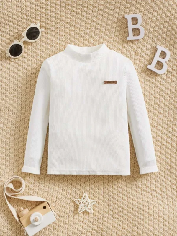 Bebé Camiseta con diseño de parche de letra de cuello alto