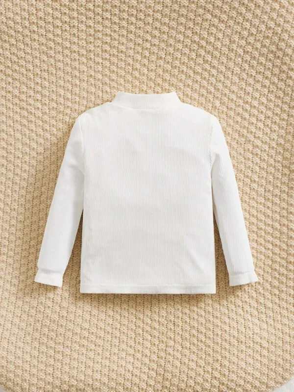 Bebé Camiseta con diseño de parche de letra de cuello alto - Imagen 2