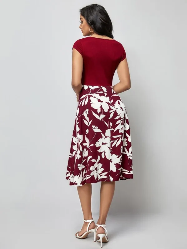Vestido con estampado floral de cuello cruzado - Imagen 2