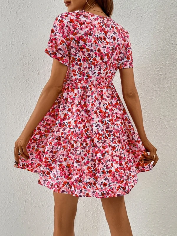 Vestido smock con estampado floral bajo con fruncido - Imagen 2