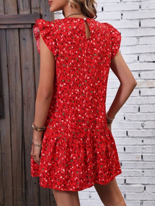 Vestido smock con estampado ribete con fruncido - Imagen 2