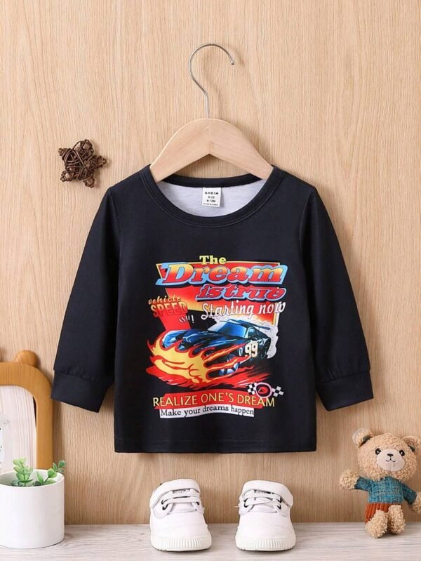 Bebé niña Camiseta con estampado de coche y letra