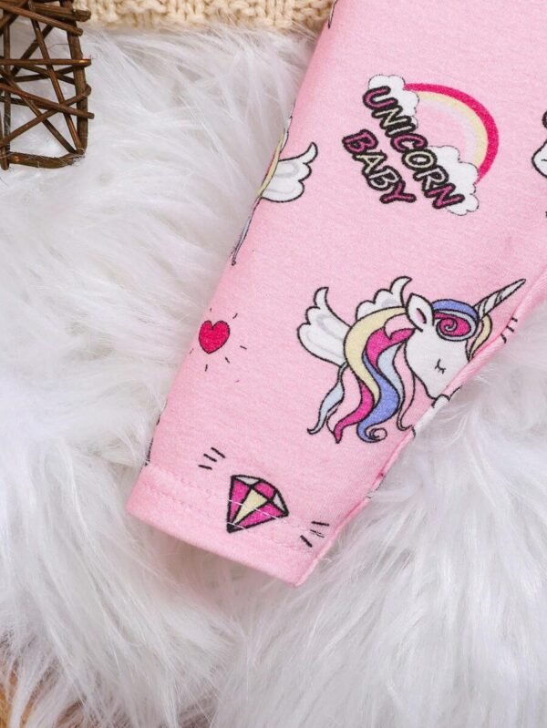 Set De pijama para bebé niña con estampado de unicornio y letras - Imagen 3