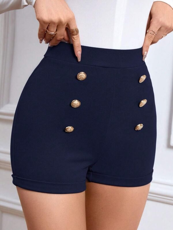 Shorts de talle alto con botón falso
