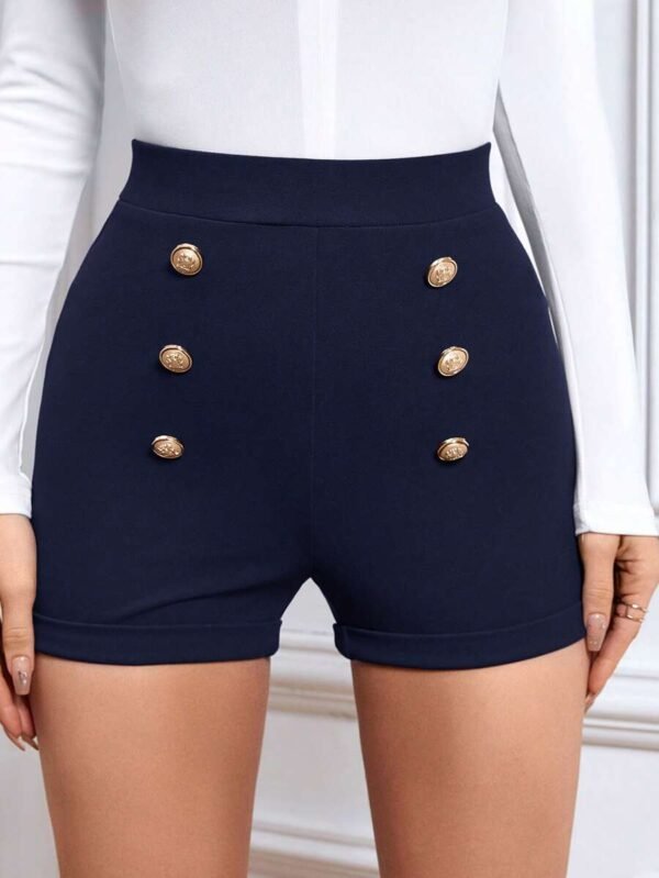 Shorts de talle alto con botón falso - Imagen 3