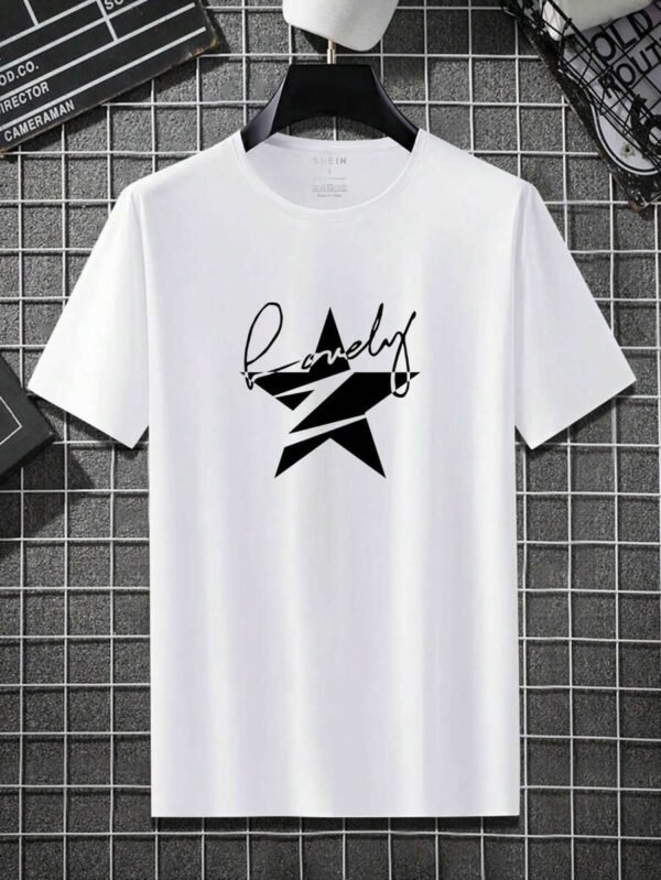 Camiseta De Manga Corta Para Hombre Con Patrón De Estrella