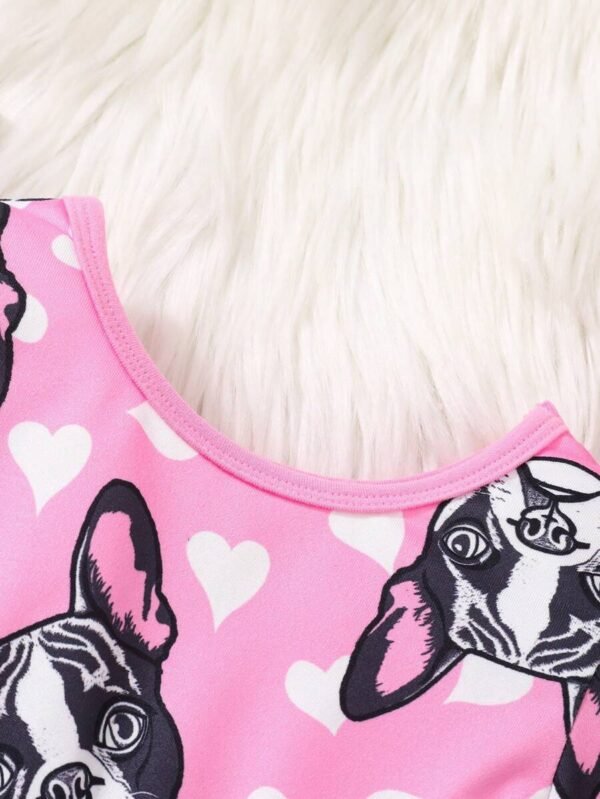 Vestido Rosa Dulce Para Niñas Con Precioso Estampado De Perros - Imagen 2