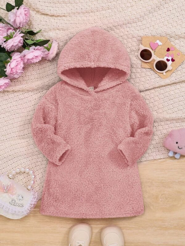Vestido Casual Con Capucha De Felpa Para Niña De Bebé