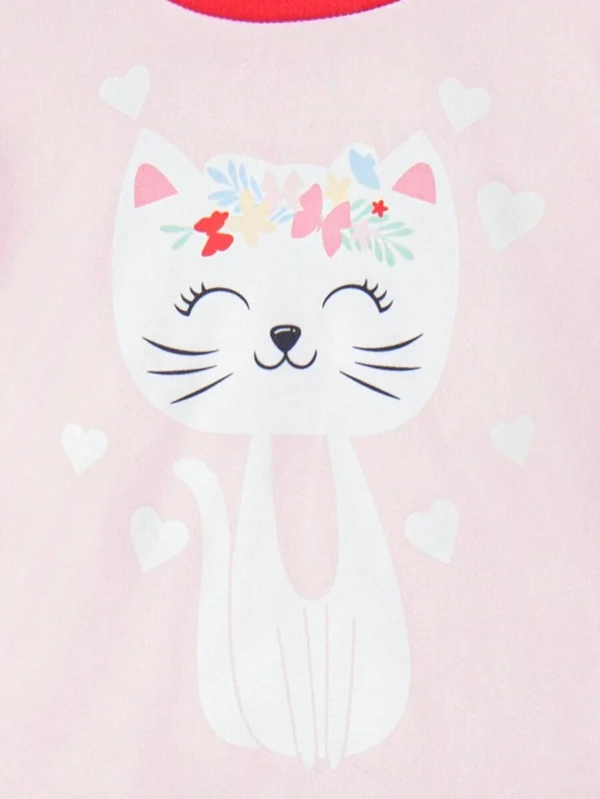 Conjunto De Pijama Con Pantalones Y Top De Manga Larga Con Estampado De Gato De Dibujos Animados Para Bebé Niña - Imagen 2