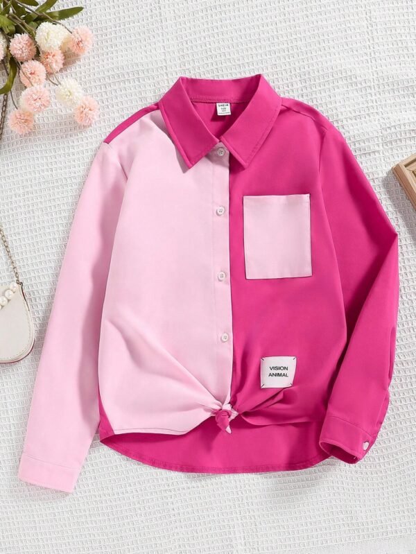 Camisa Casual Con Estampado De Letras Y Parches De Letras