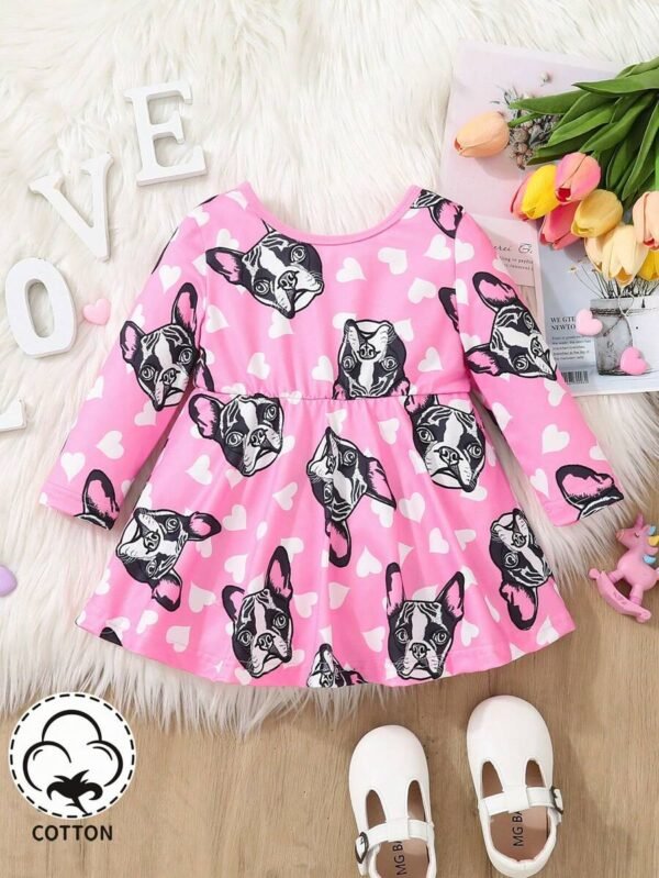 Vestido Rosa Dulce Para Niñas Con Precioso Estampado De Perros