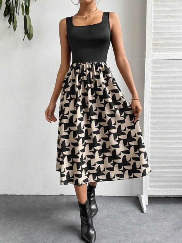 Vestido Sin Mangas Estampado Patchwork