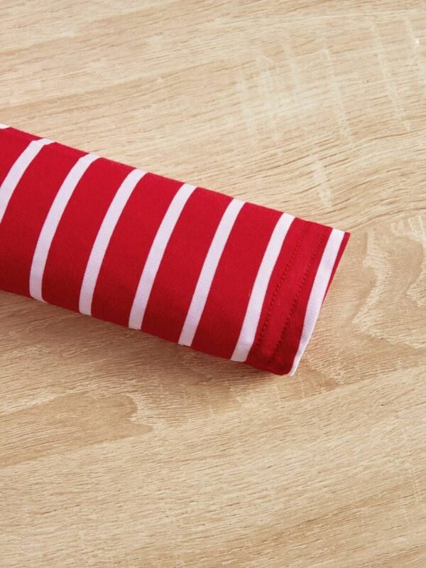 Vestido De Una Pieza Lindo Con Estampado De Conejito En Rayas Para Niñas Pequeñas - Imagen 3