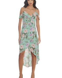 VESTIDO ASIMÉTRICO FLORAL DE TIRANTES