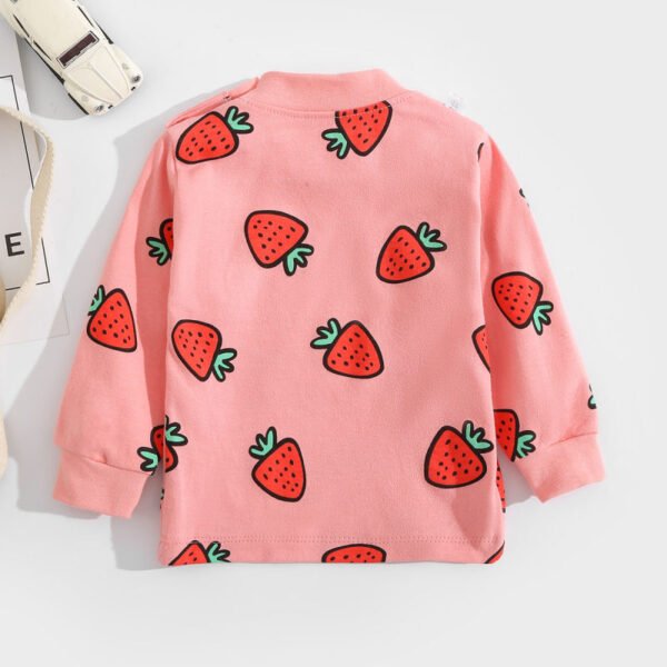Camiseta de manga larga con estampado de fresa y donut de gato lindo para niña - Imagen 2