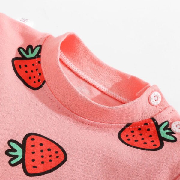 Camiseta de manga larga con estampado de fresa y donut de gato lindo para niña - Imagen 3