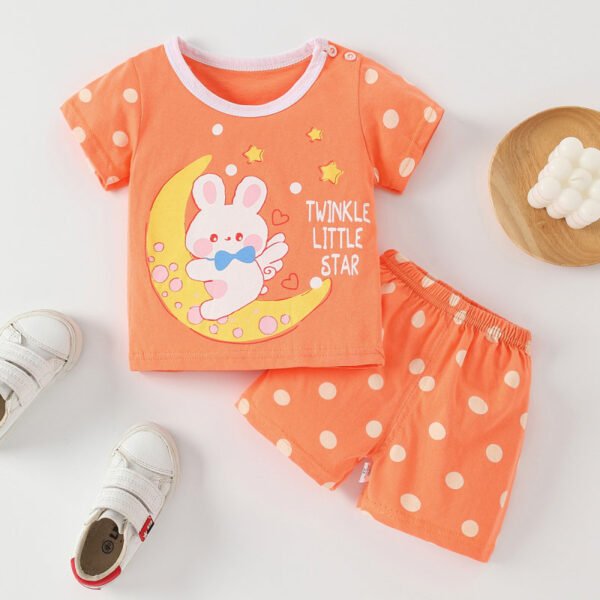 Conjuntos de pijama con pantalón corto y top de bloque de color de dibujos animados
