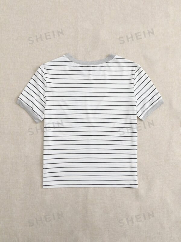 Camiseta ringer de rayas con bolsillo - Imagen 2
