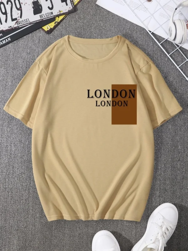 Camiseta con estampado de letra panel en contraste
