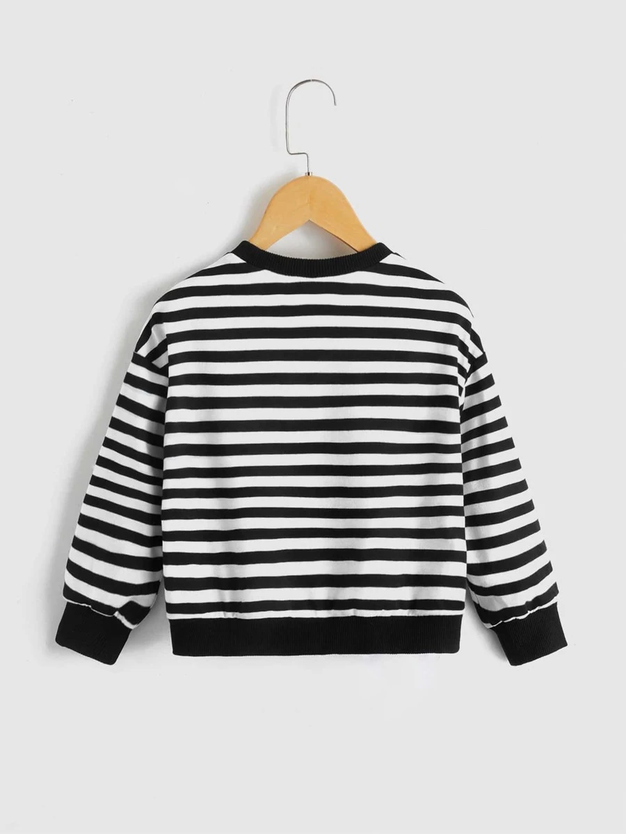 Suéter Con Rayas Y Hombros Caídos Para Niños Jóvenes - Imagen 2