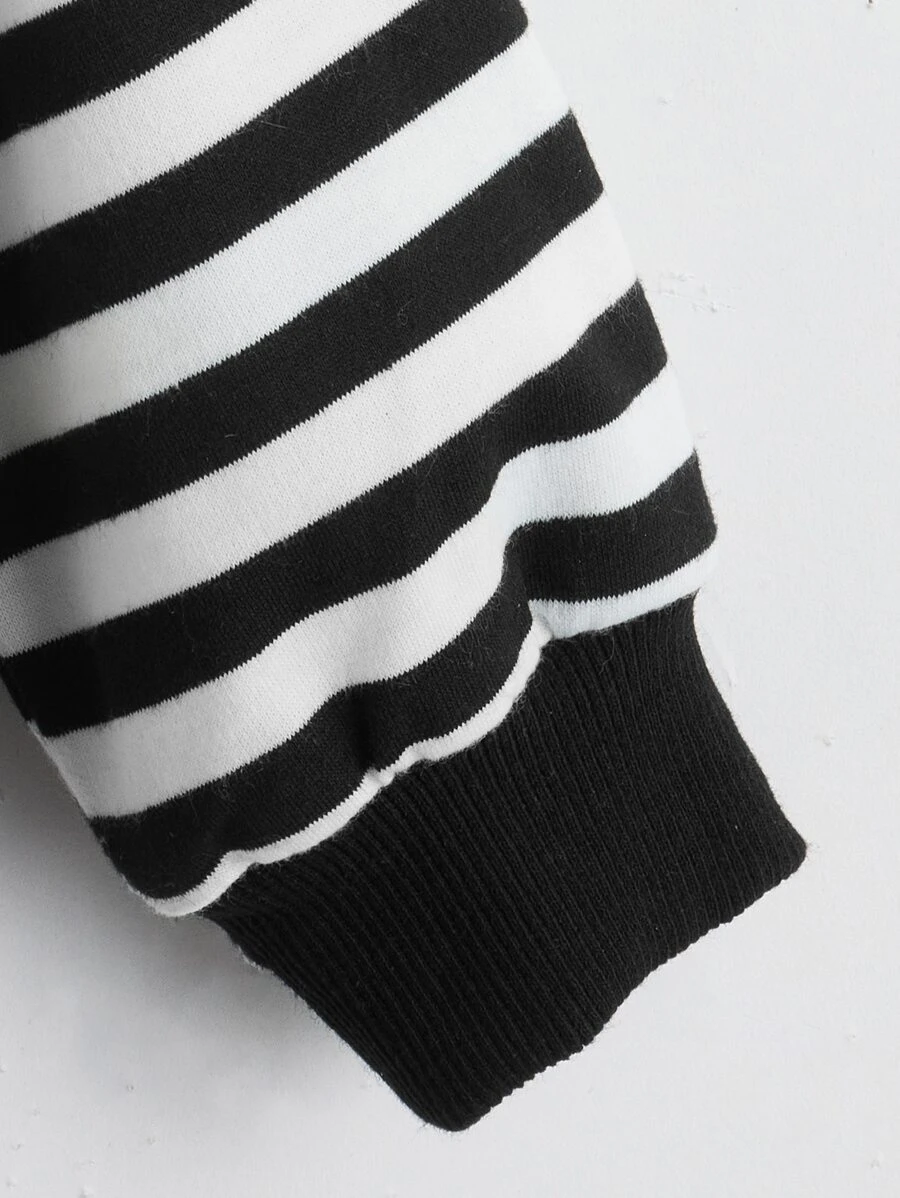 Suéter Con Rayas Y Hombros Caídos Para Niños Jóvenes - Imagen 3