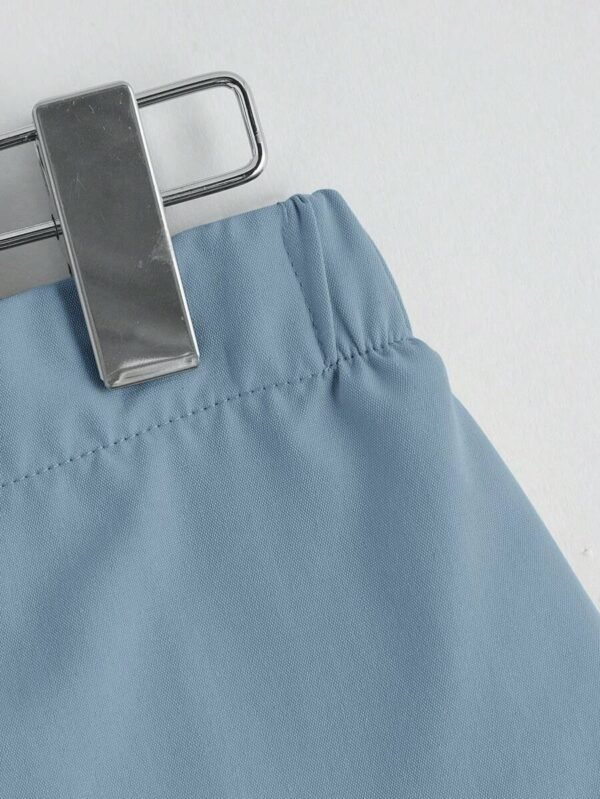 Pantalones Cortos Casuales Con Botones En La Parte Delantera De Color Sólido - Imagen 3