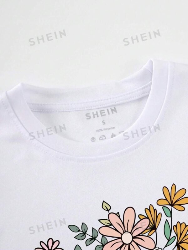 Camiseta con estampado floral con slogan - Imagen 3