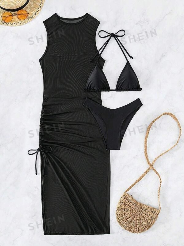 Bañador bikini triángulo halter con cover up