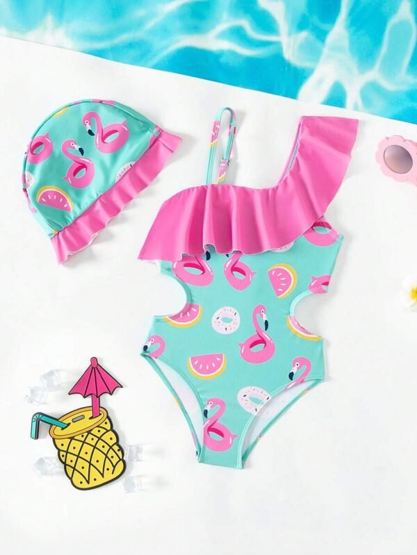 Traje De Baño De Una Pieza Para Bebé Niña Con Diseño De Dibujos Animados