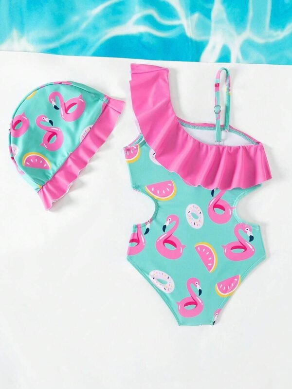 Traje De Baño De Una Pieza Para Bebé Niña Con Diseño De Dibujos Animados - Imagen 2