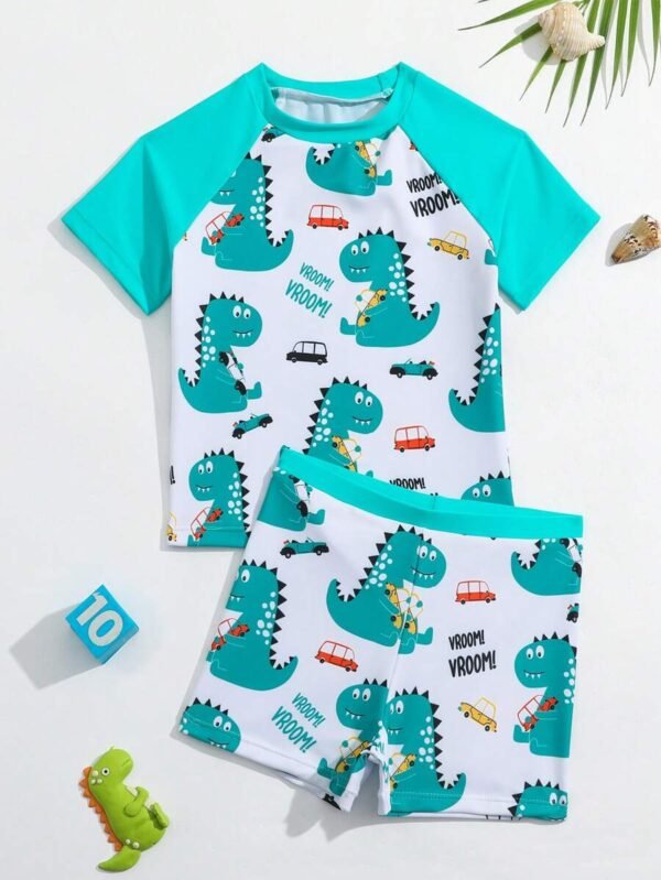 Conjunto De Trajes De Baño Estampado Con Dibujos Animados Para Niños Pequeños