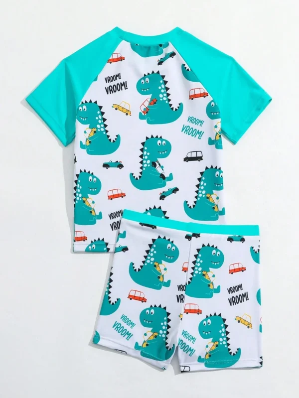 Conjunto De Trajes De Baño Estampado Con Dibujos Animados Para Niños Pequeños - Imagen 2