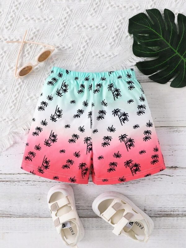 Shorts Degradados Con Estampado De Árboles De Coco Para Niños Pequeños - Imagen 2