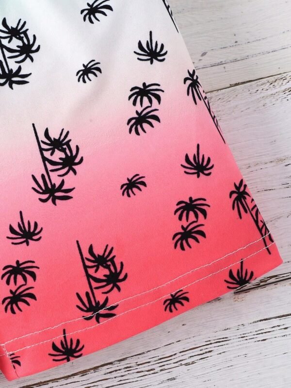 Shorts Degradados Con Estampado De Árboles De Coco Para Niños Pequeños - Imagen 3