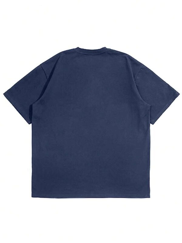 Camiseta Casual De Manga Corta Estampada Con Patrón De Letras Y Montañas Para Hombre - Imagen 2