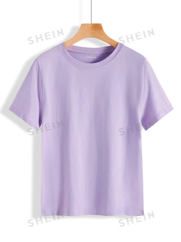 Camiseta Unicolor Con Cuello Redondo