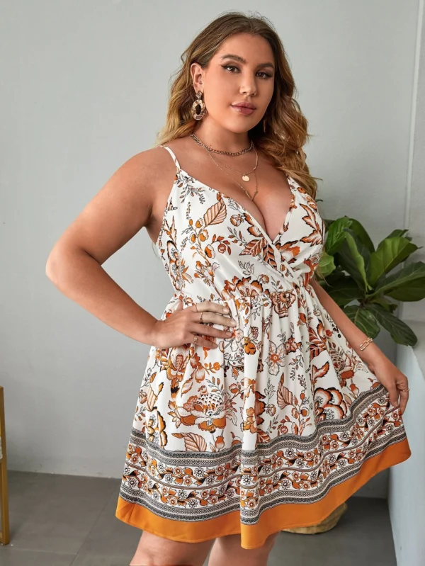 Vestido de tirantes con estampado floral escote cruzado