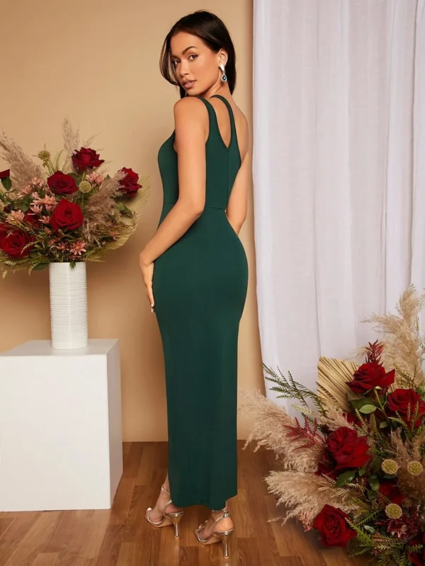 Vestido de muslo con abertura con abertura de un hombro - Imagen 2