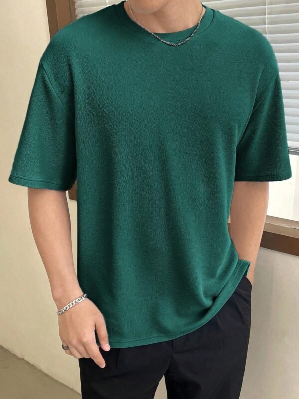 Camiseta Holgada De Hombros Caídos Para Hombre En Color Sólido